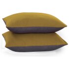 Load image into Gallery viewer, Reversible Poly Cotton Housewife Pillowcases (Pair) - Mustard &amp; Grey

