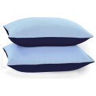 Reversible Poly Cotton Housewife Pillowcases (Pair) - Navy & Sky Blue