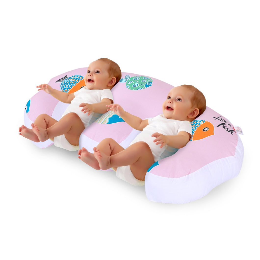 Twin Feeding Nursing Pillow Cushion For Complete Support: Fish Pink