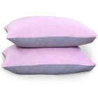 Load image into Gallery viewer, Reversible Poly Cotton Housewife Pillowcases (Pair) - Pink &amp; Grey
