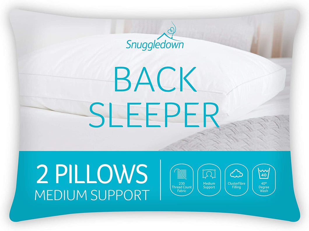 Snuggledown Back Sleeper White Pillows : 2 Pack
