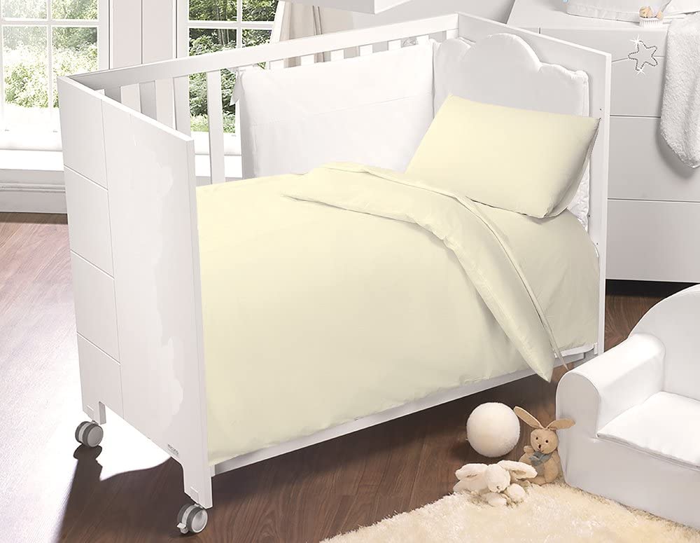 Egyptian Cotton Cot Bed Duvet Cover & Pillow case Set : Cream