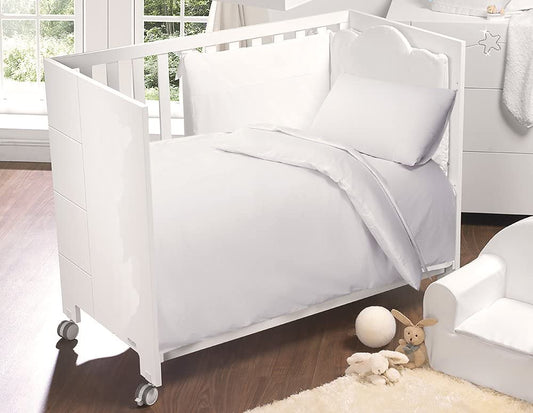 Egyptian Cotton Cot Bed Duvet Cover & Pillowcase Set : White