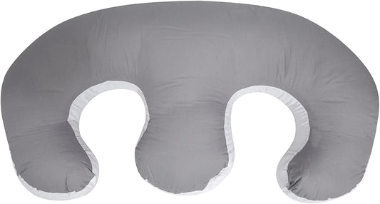 TWIN BABY FEEDING PILLOWCASE - SPARE PLAIN COVER FOR TWIN FEEDING PILLOW – GREY