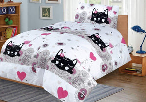 Cot Bed Duvet Cover Set - Black Kitten