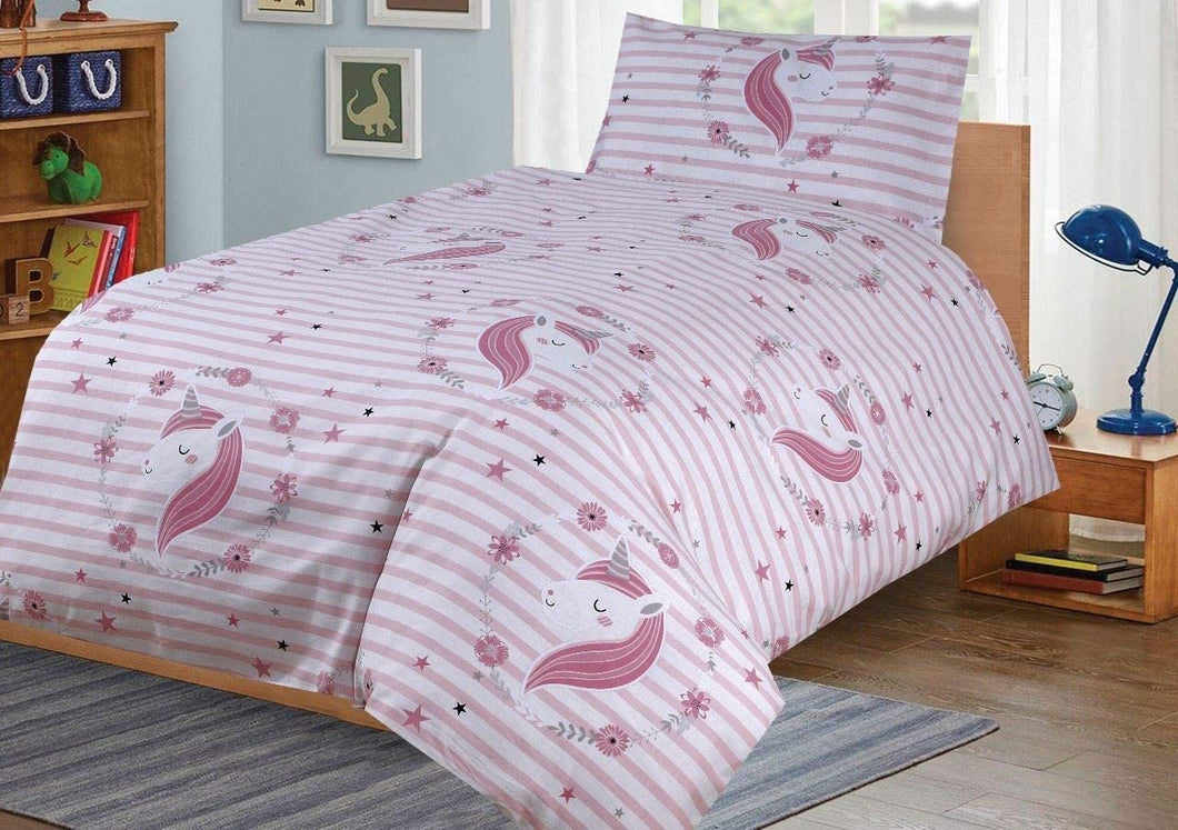 Cot Bed Duvet Cover Set – Unicorn Stripe