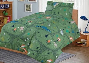 Cot Bed Duvet Cover Set - Woodland Camping